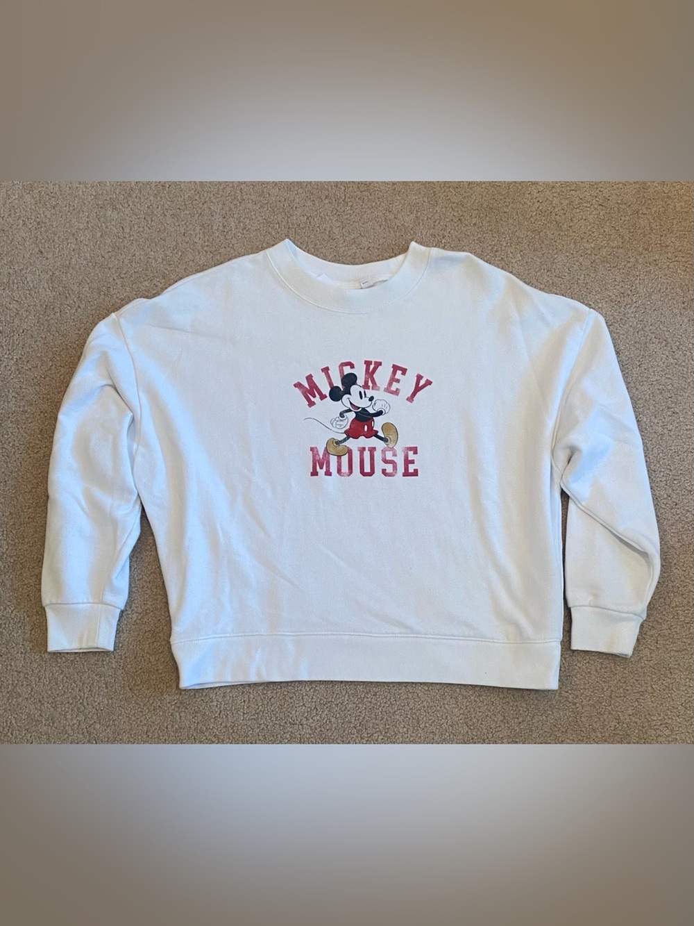 GAP x Disney Mickey Mouse Graphic Fleece Pullover Sweatshirt White Women’s XS